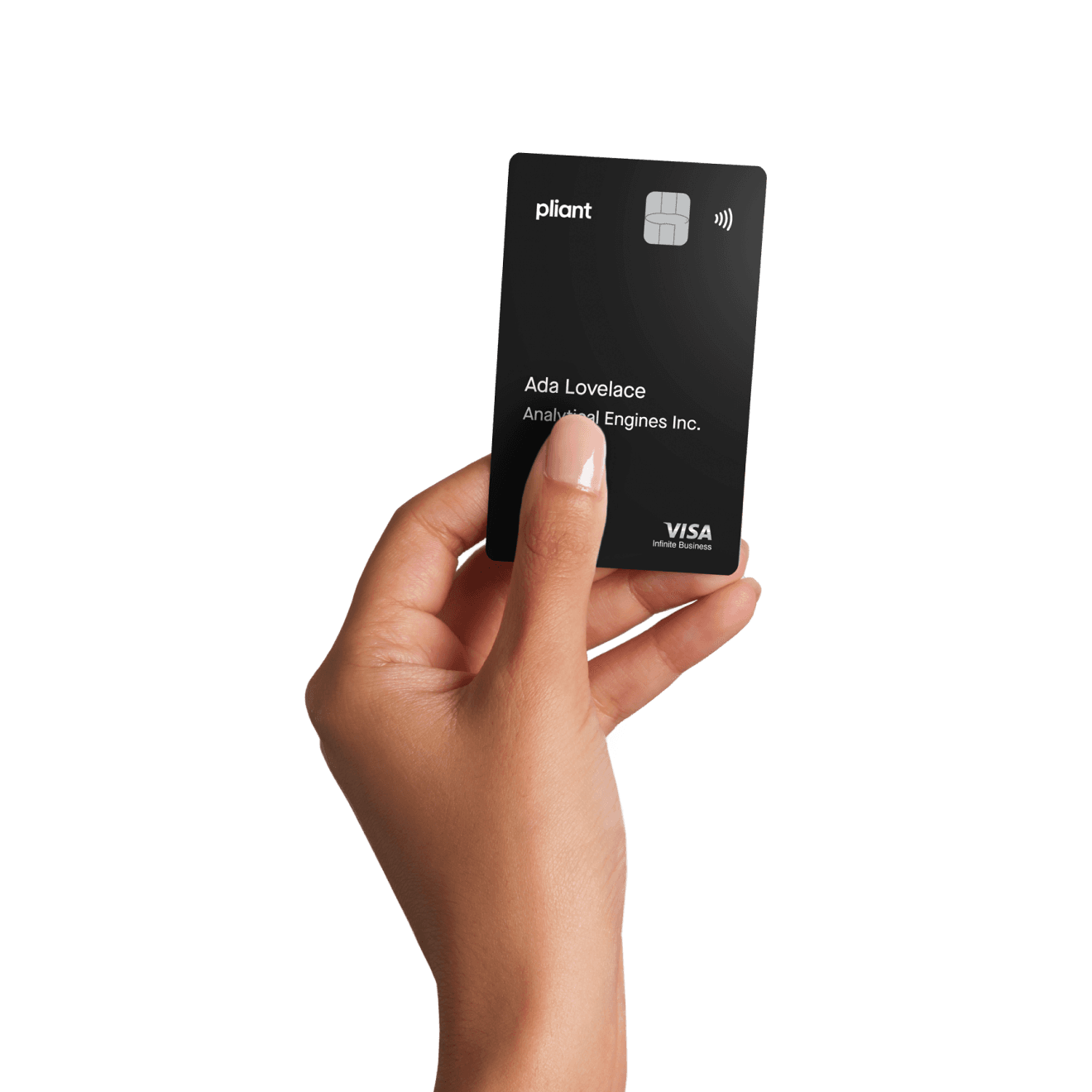 Pliant imprint hero | hand holding Pliant black credit card