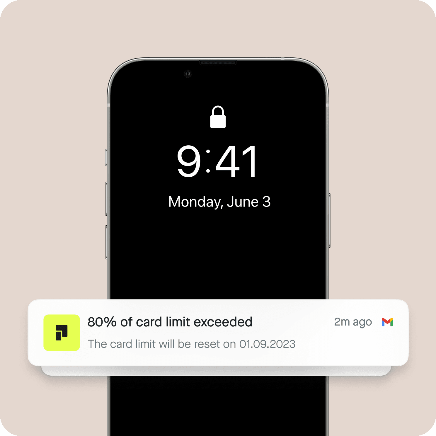 Pliant mobile app showing a notification "80% of card limit exceeded"