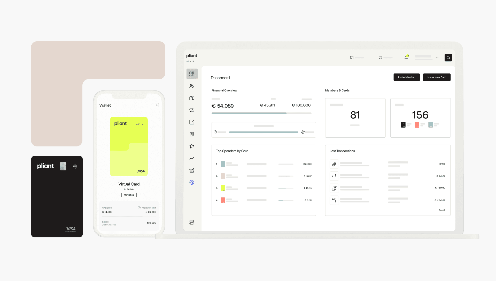 Os cartões de crédito virtuais da Pliant fornecem dados detalhados de transações e funcionalidades de relatórios personalizáveis