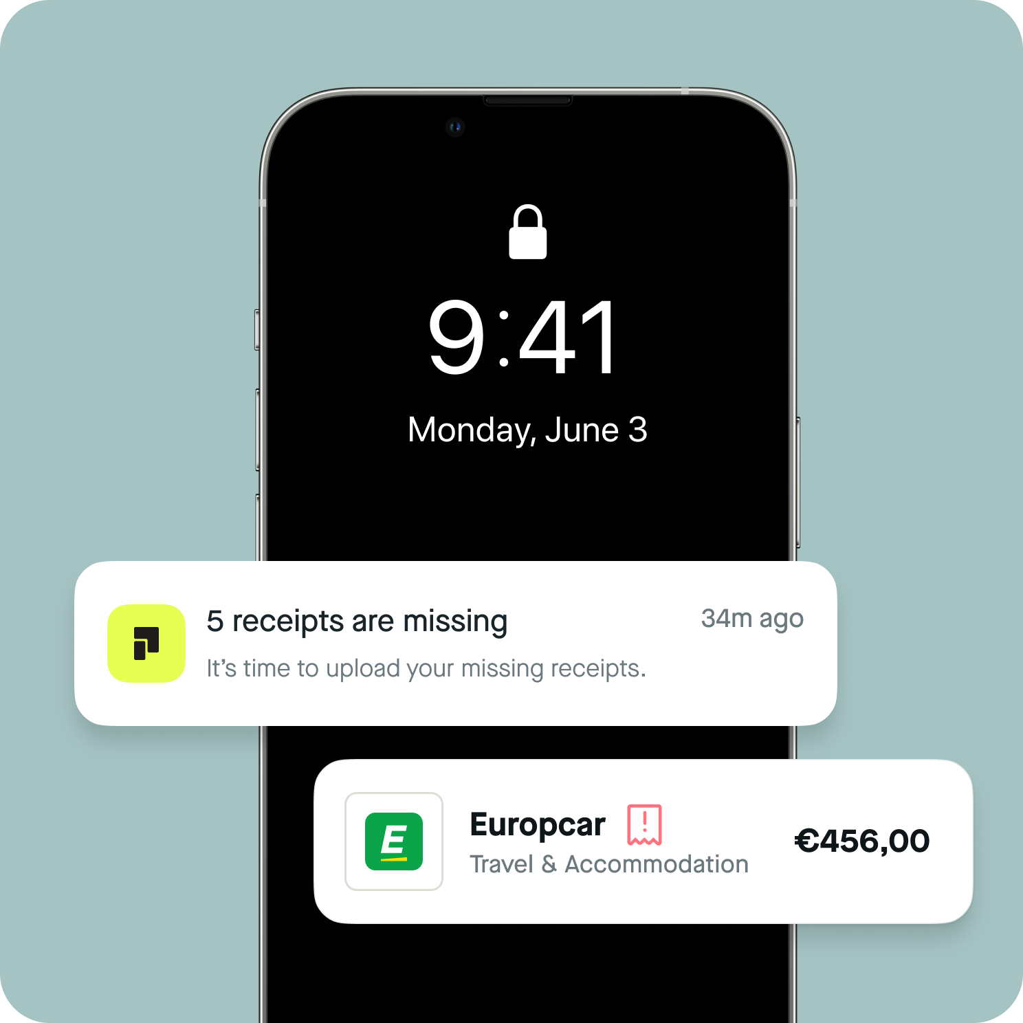 Pliant mobile app notifying about missing receipts