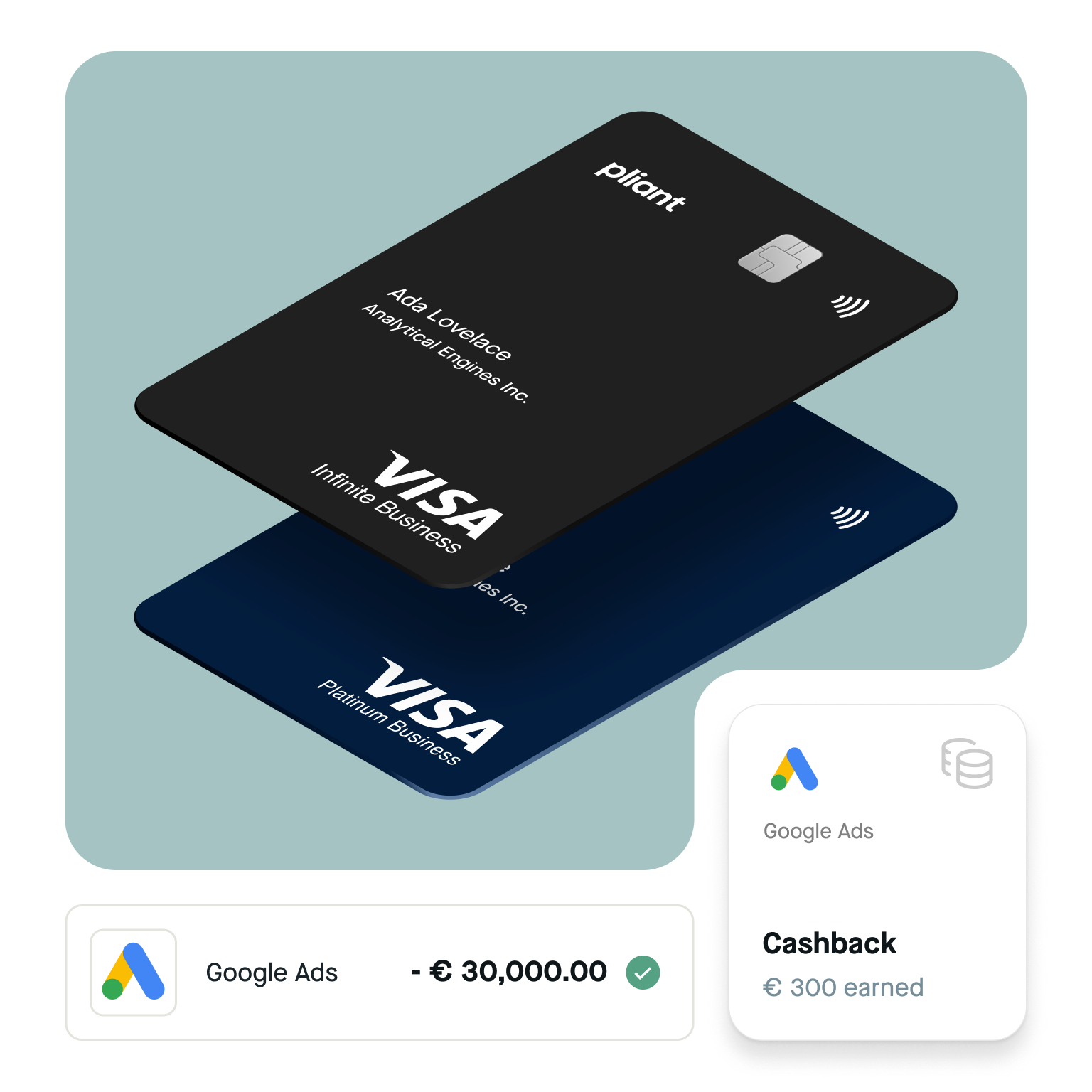 Pliant's physical business credit cards
