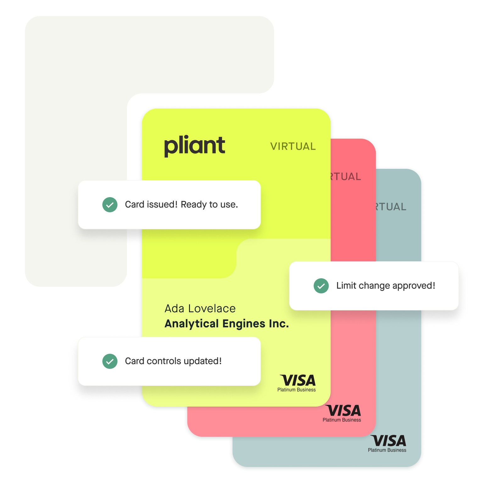 Convenient multi-use Pliant virtual credit cards