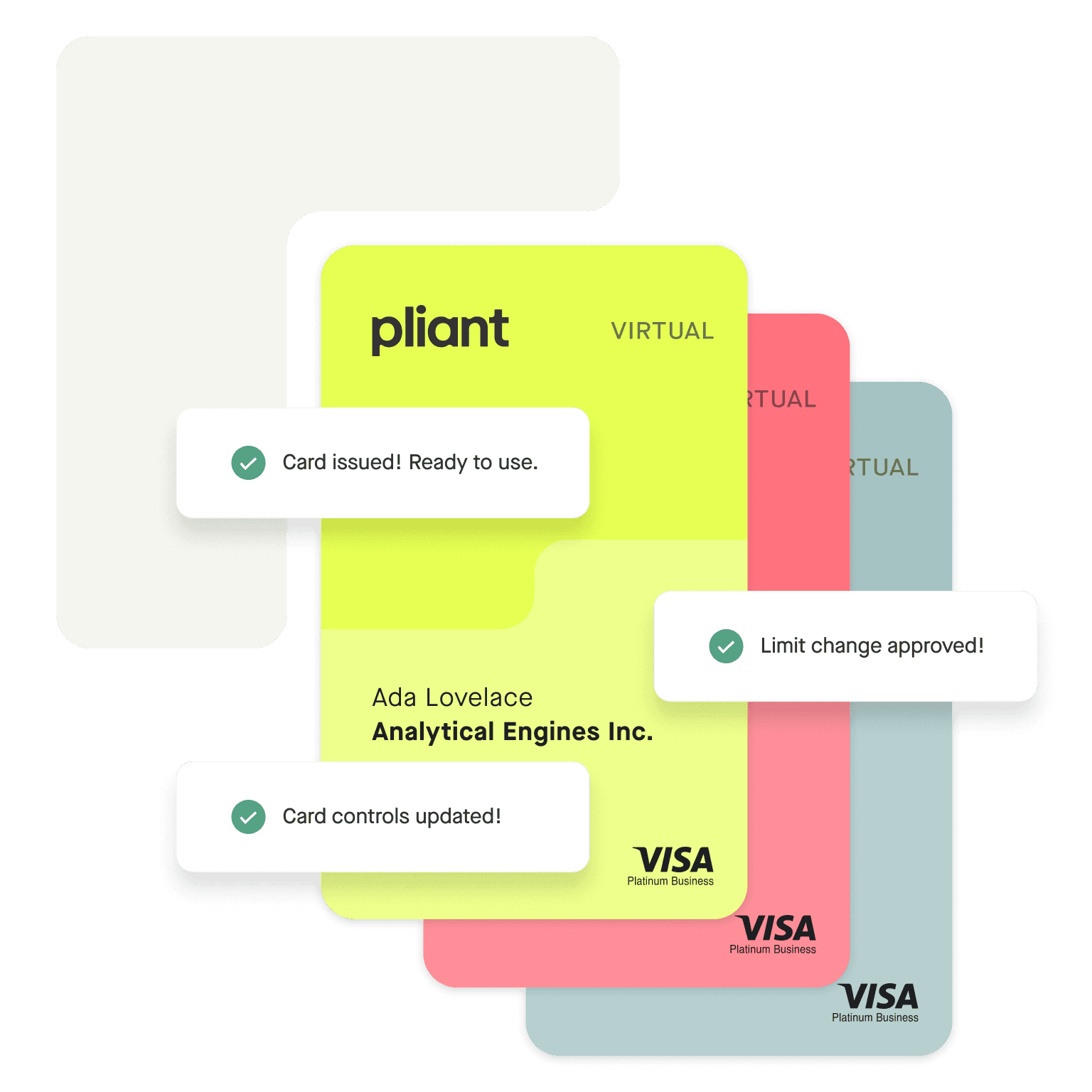 Convenient multi-use Pliant virtual credit cards