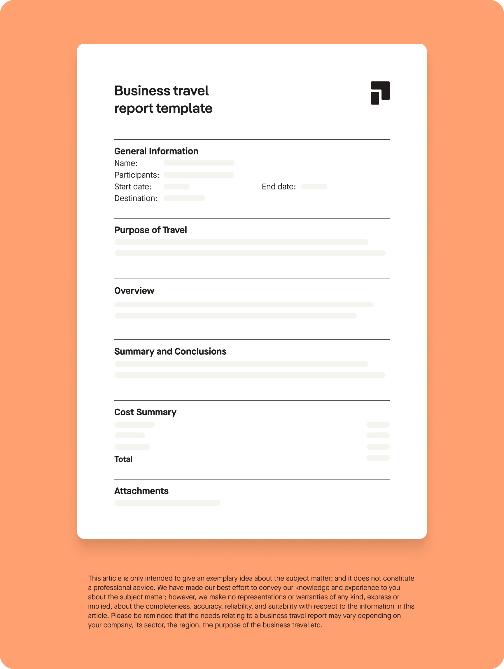 A simple travel report template to help you write a trip report