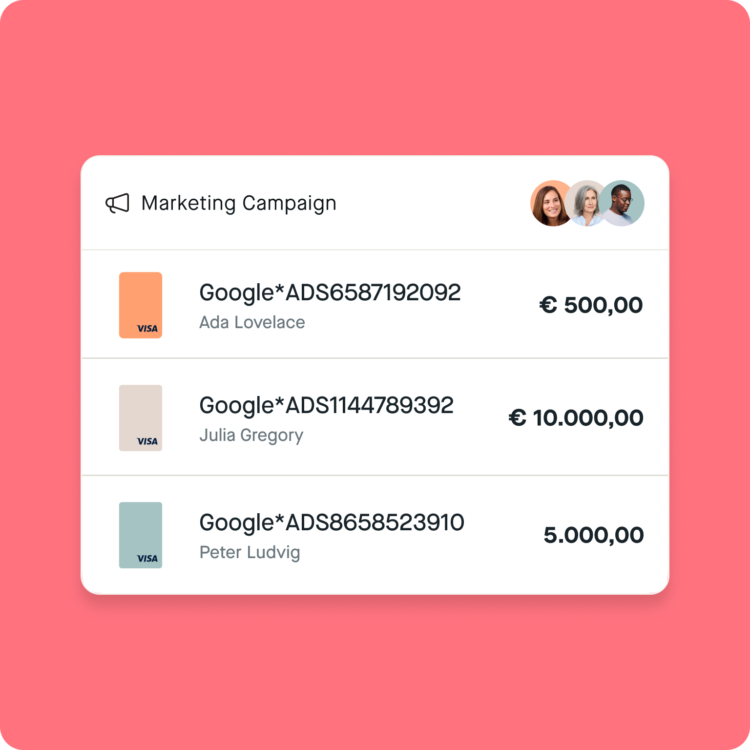 Manage all cards for multiple Google Ad accounts under one cost center