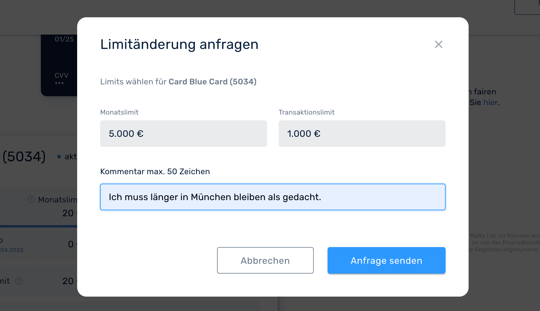 Direkt in der App schicken Mitarbeiter Anfragen für Limitänderungen an einen Admin. (Grafik: pliant)