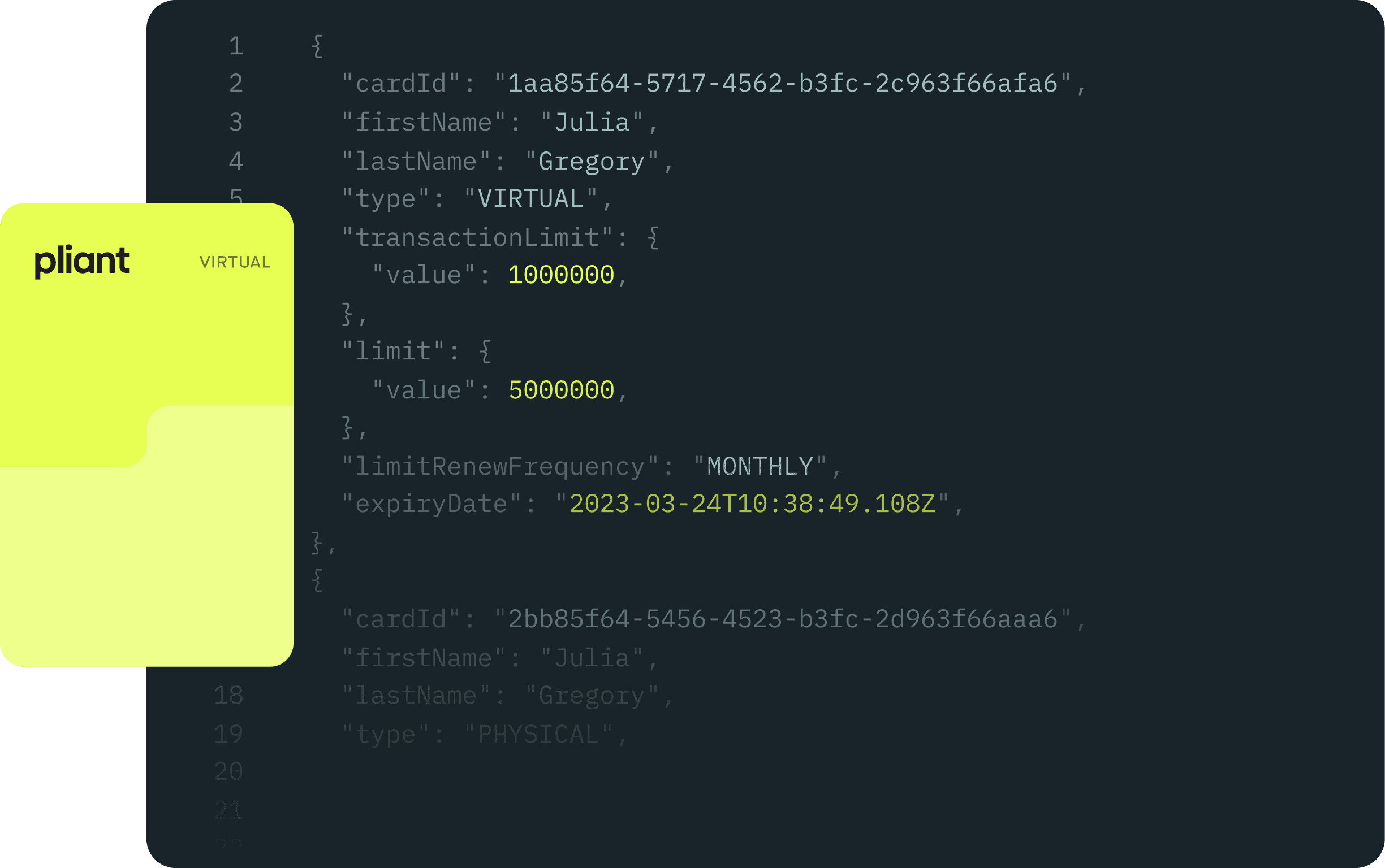 Pliant Pro API virtual business credit card