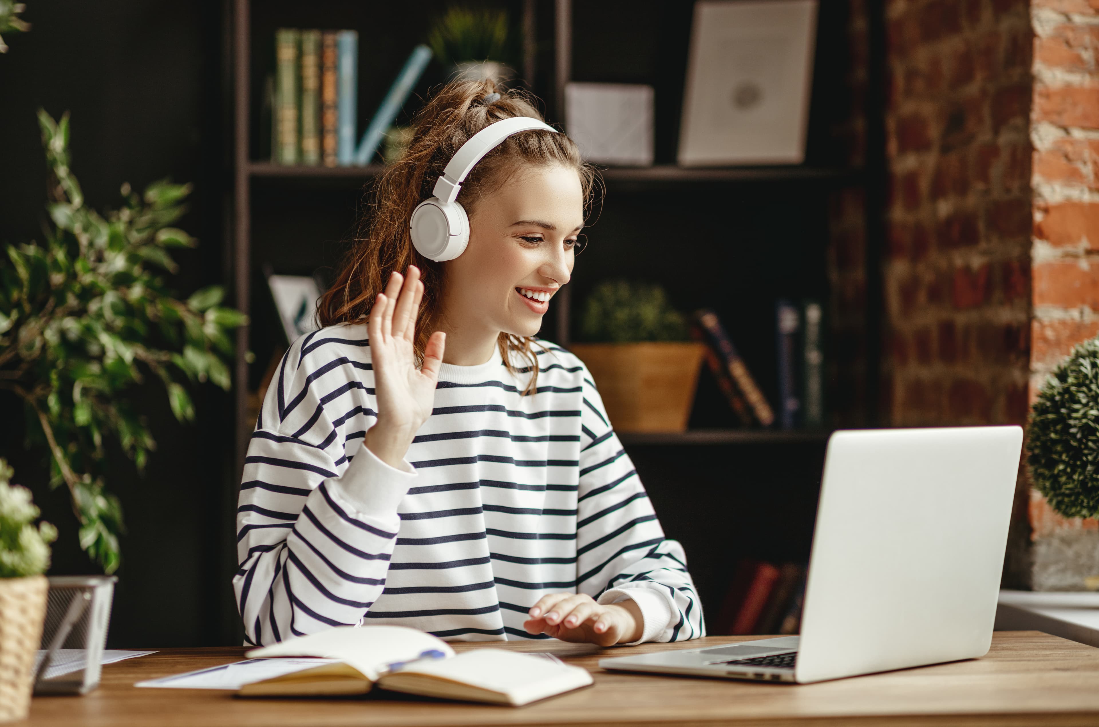woman smiling during a video call