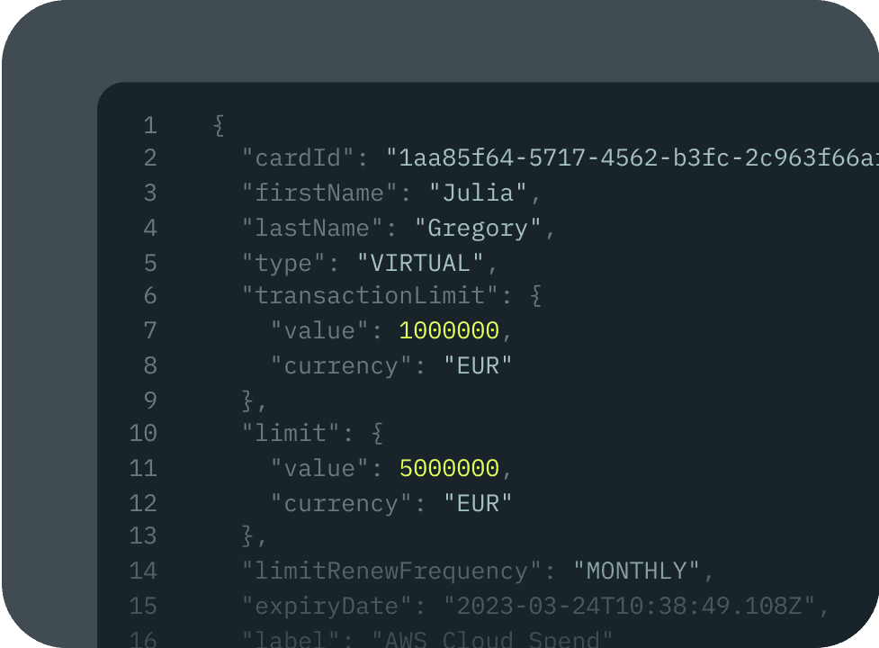 cards as a service api